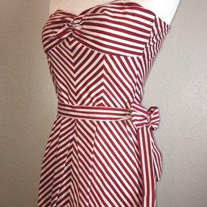BCX red and white striped strapless dress 3
